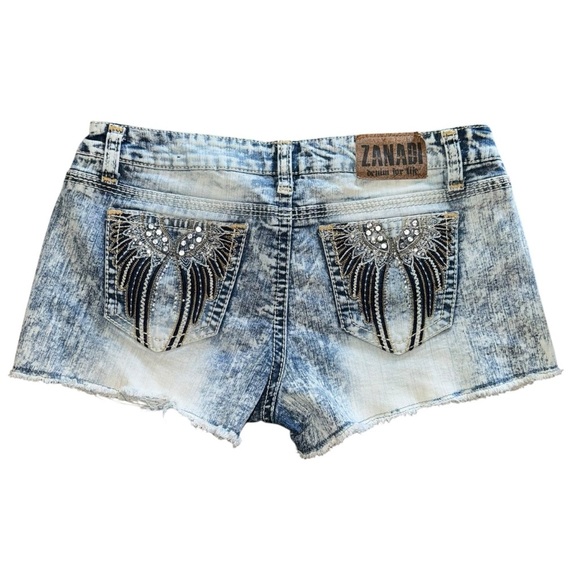 Zana Di Juniors Jean Shorts SZ 13 Stonewash Embroidered Rhinestoned Angel Wings - Picture 3 of 6